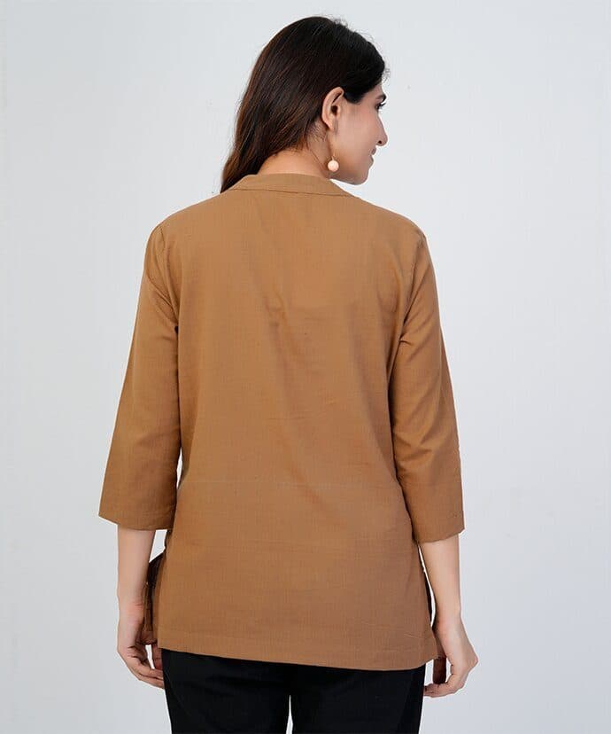 Women’s Solid Brown Kurti image 3