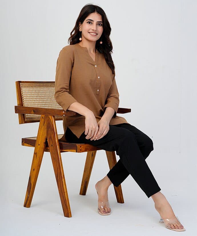 Women’s Solid Rose Pink Kurti image 1