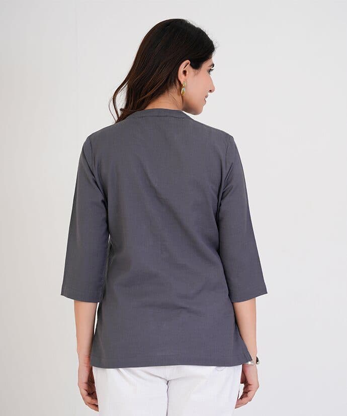 Women’s Solid Grey Kurti image 5