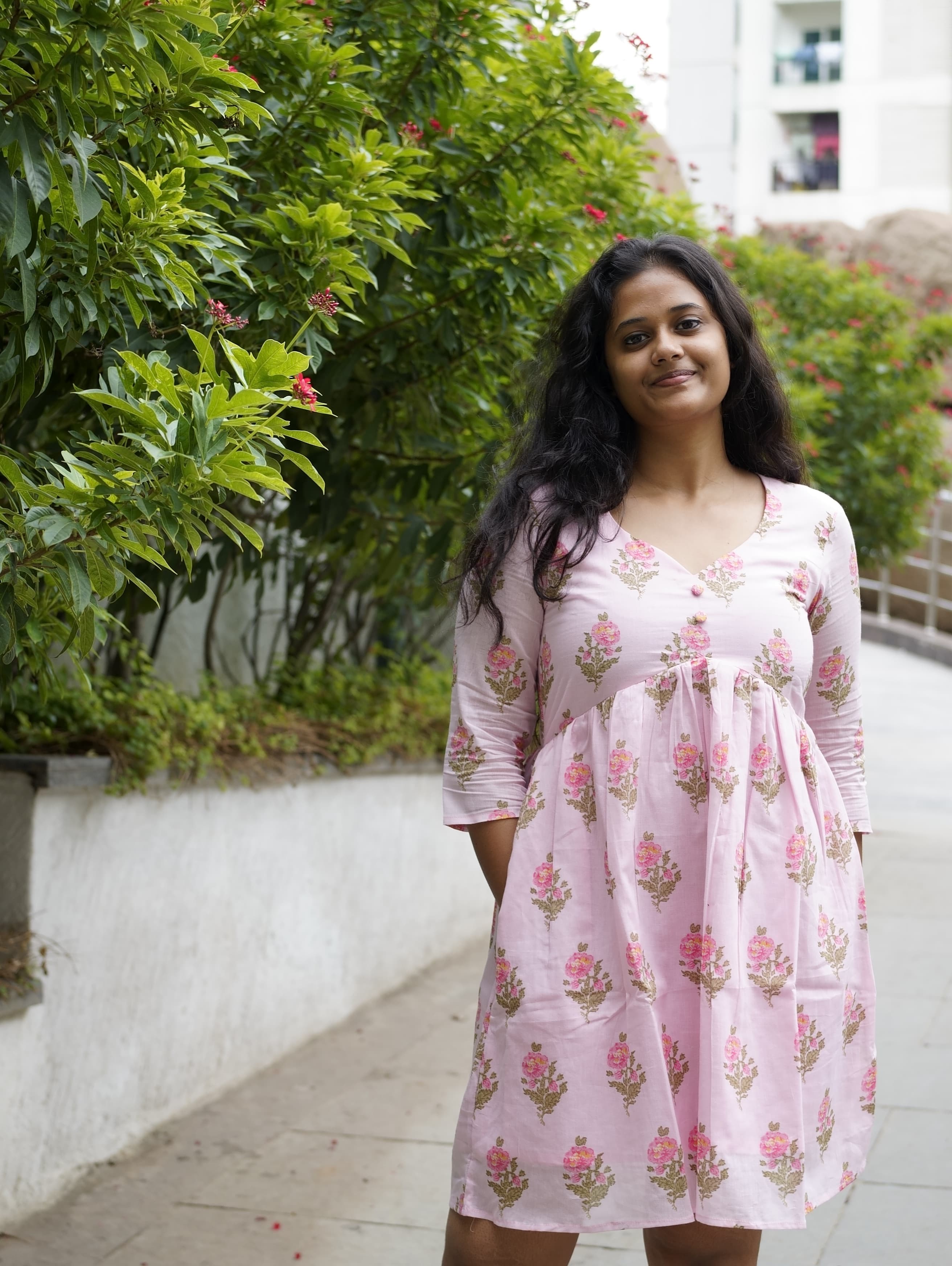 Tonal Printed Dress with Pockets image 1