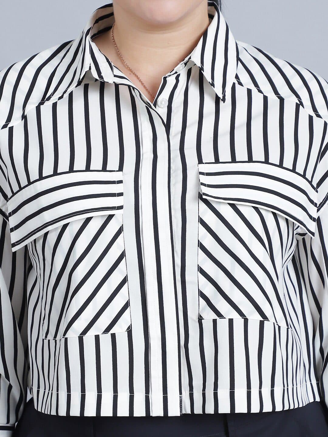 Baawri Cuffed Sleeves Shirt Style Crop Top image 2