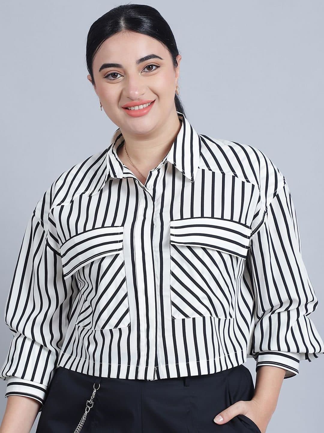 Baawri Cuffed Sleeves Shirt Style Crop Top image 1