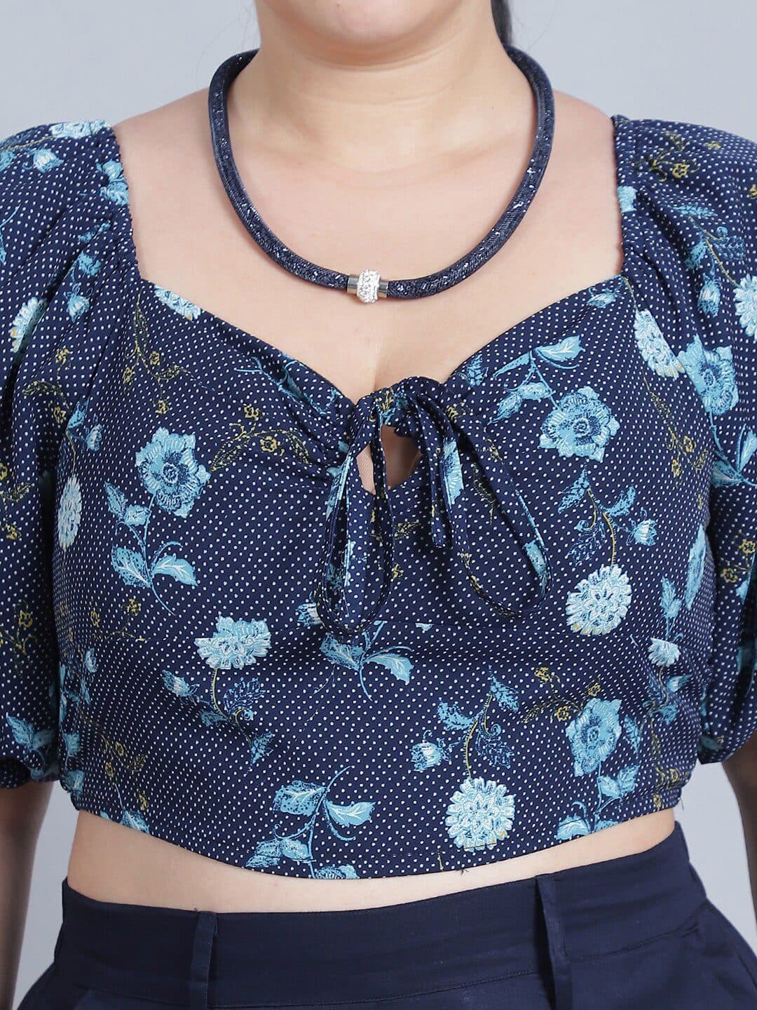 Baawri Floral Print Sweetheart Neck Puff Sleeve Top image 2