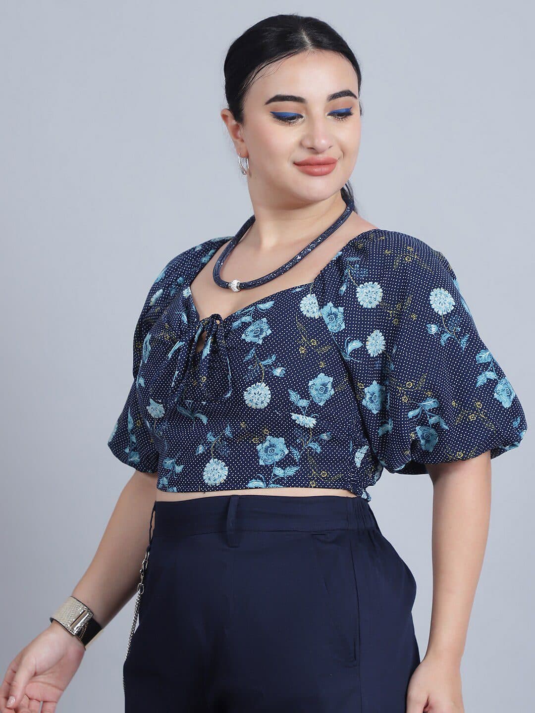 Baawri Floral Print Sweetheart Neck Puff Sleeve Top image 5