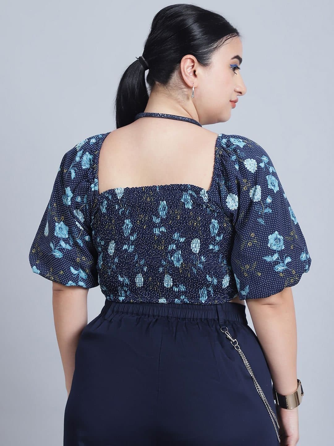 Baawri Floral Print Sweetheart Neck Puff Sleeve Top image 4