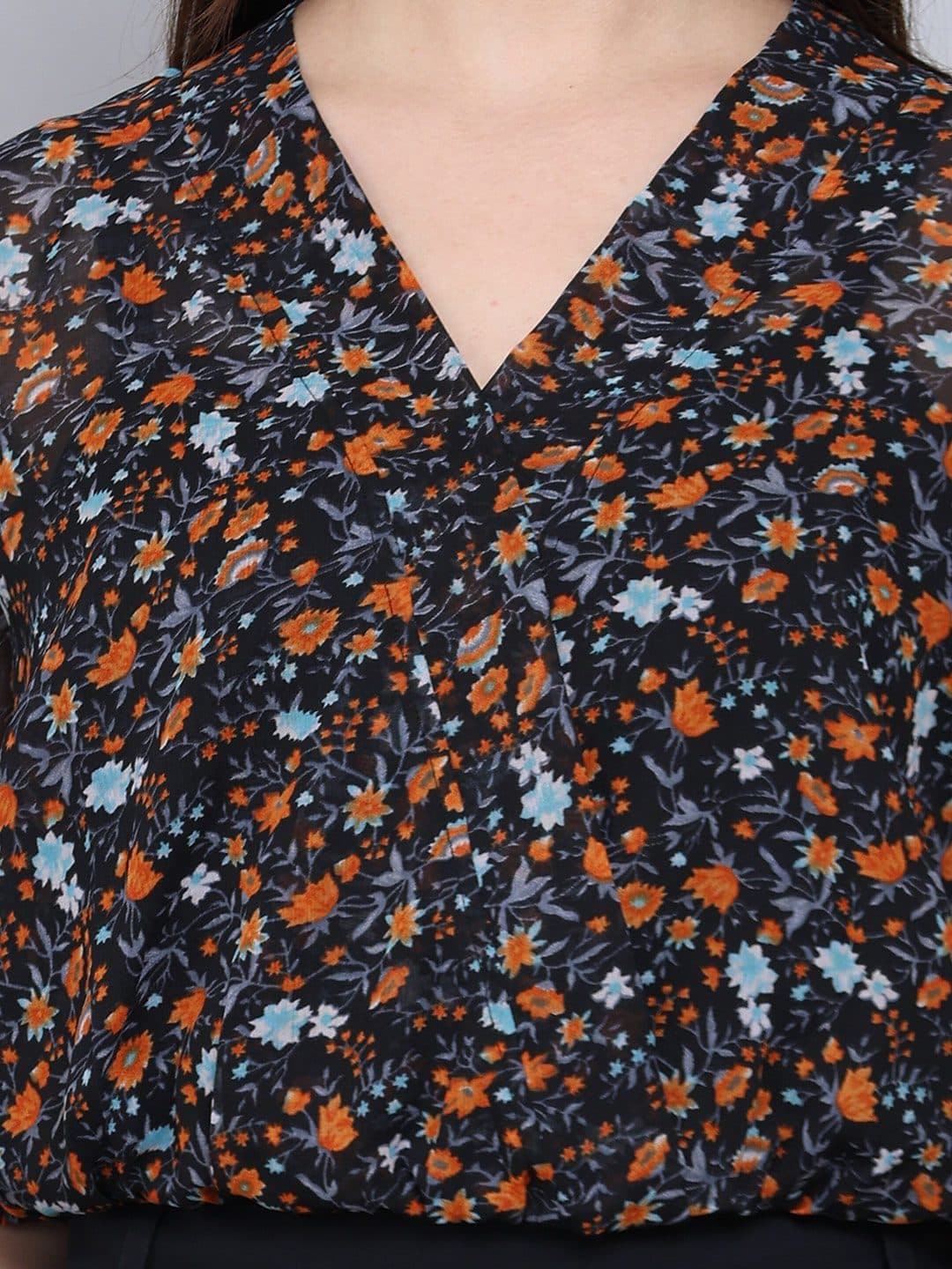 Baawri Floral Print V-Neck Extended Sleeves Wrap Top image 2