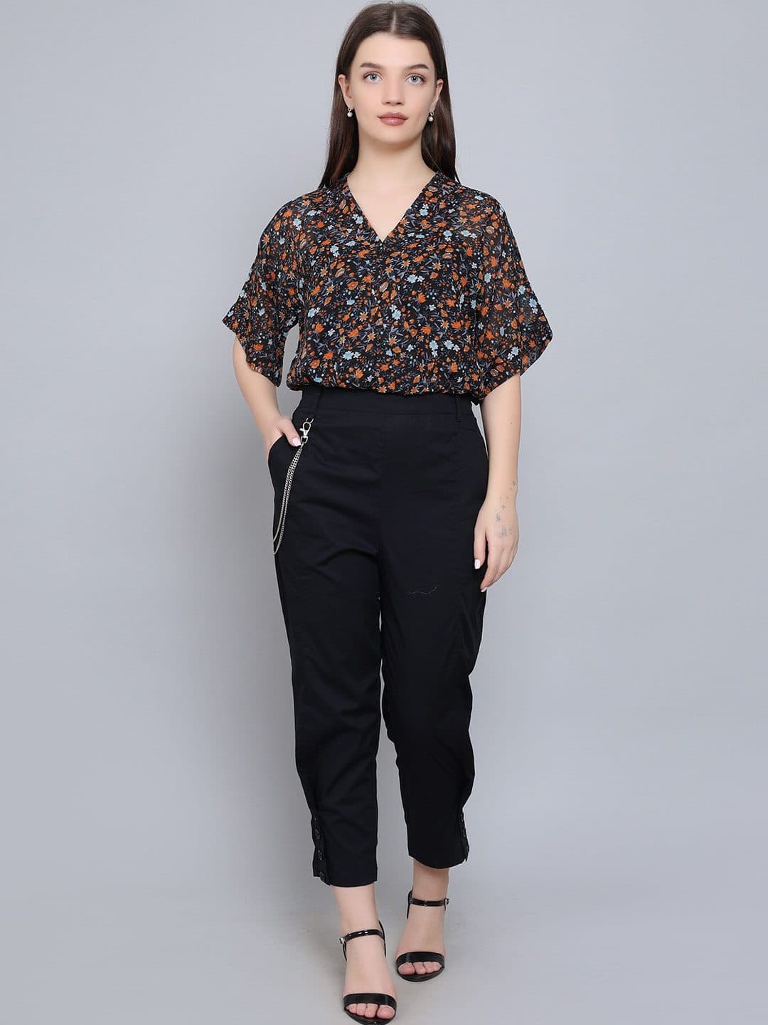Baawri Floral Print V-Neck Extended Sleeves Wrap Top image 6