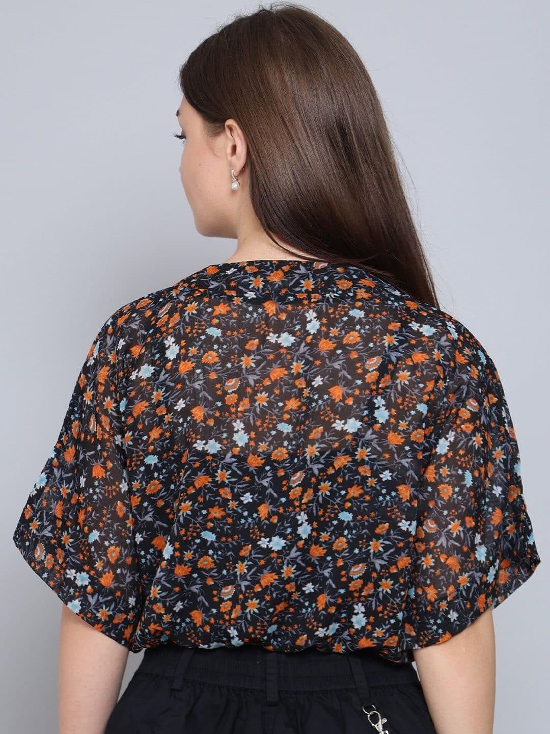 Baawri Floral Print V-Neck Extended Sleeves Wrap Top image 4