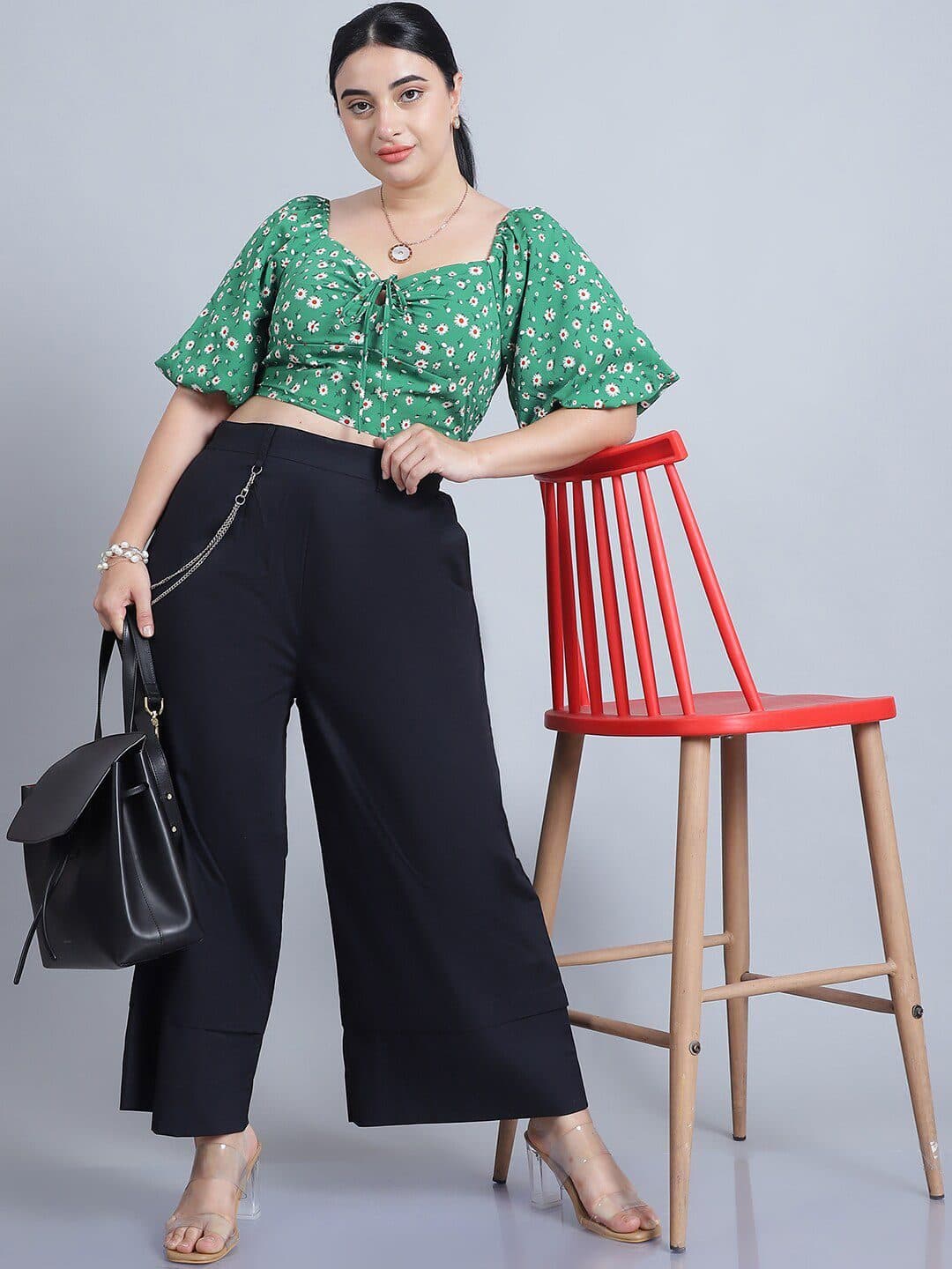 Baawri Floral Printed Puff Sleeve Crop Top image 6