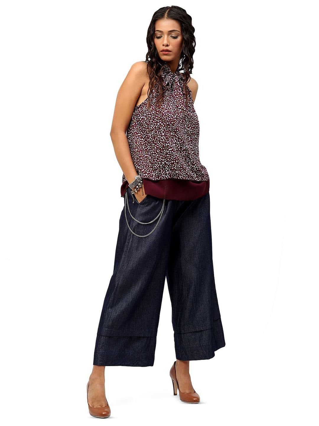 Baawri Floral Printed Tie-Up Neck Sleeveless Top image 6