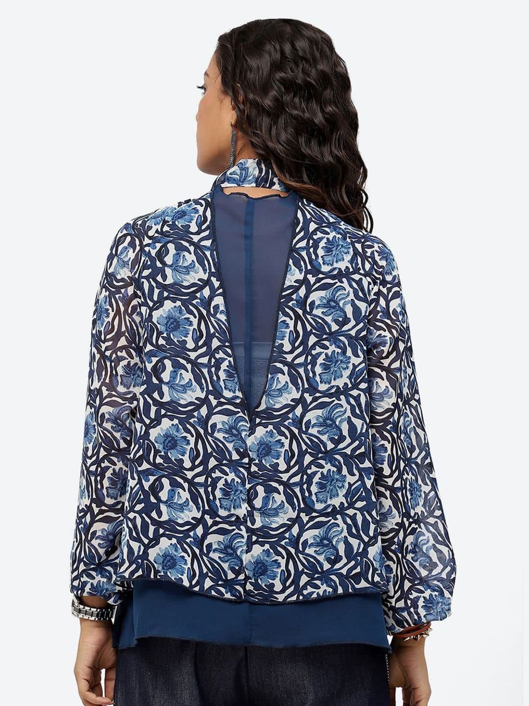 Baawri Floral Printed Tie-Up Neck Top image 4