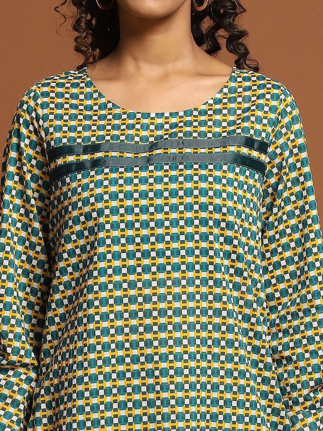 Baawri Printed Round Neck Pure Cotton Top With Trousers image 2