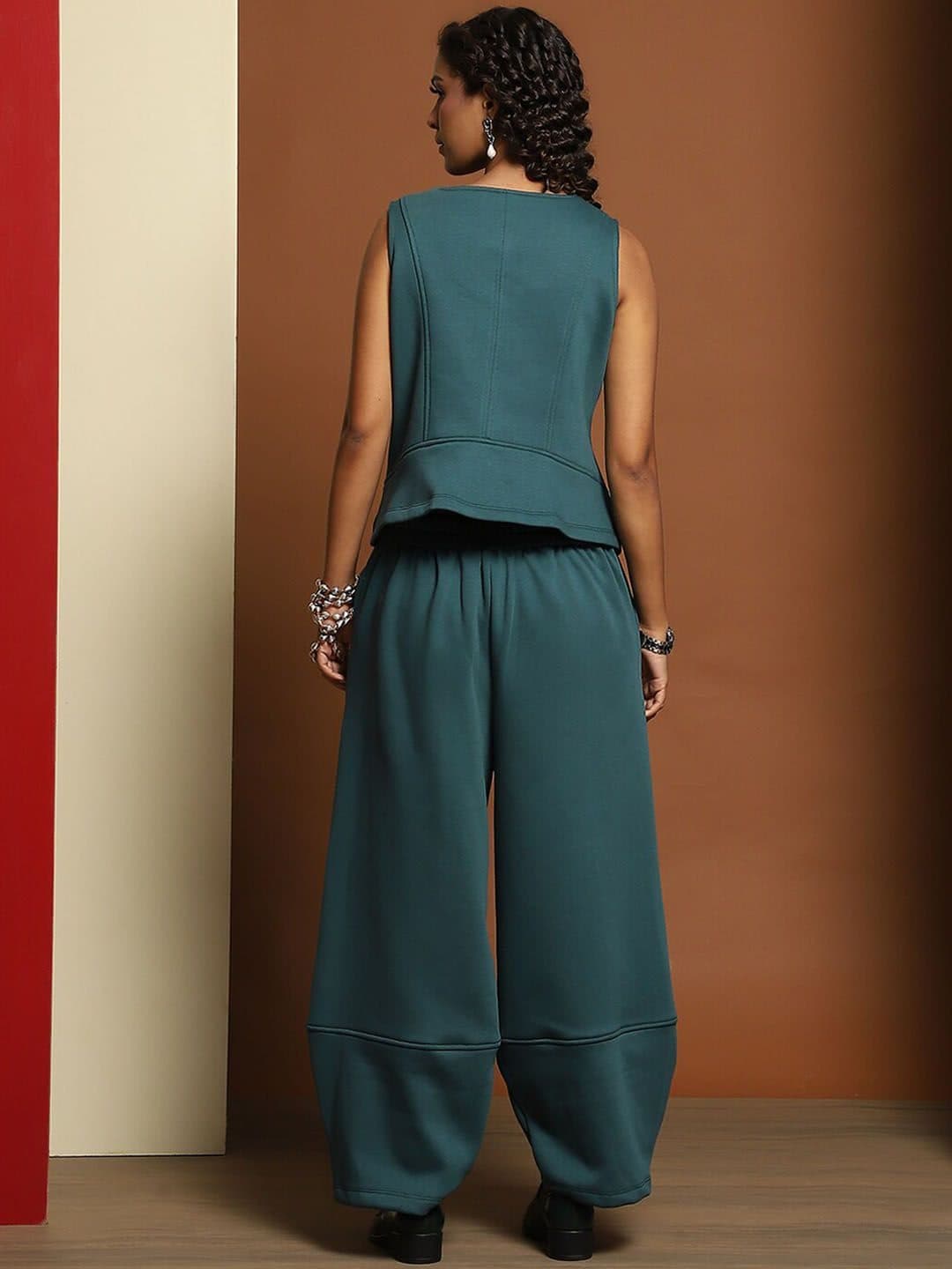 Baawri Solid Cotton Round Neck With Trousers Co-Ords image 4