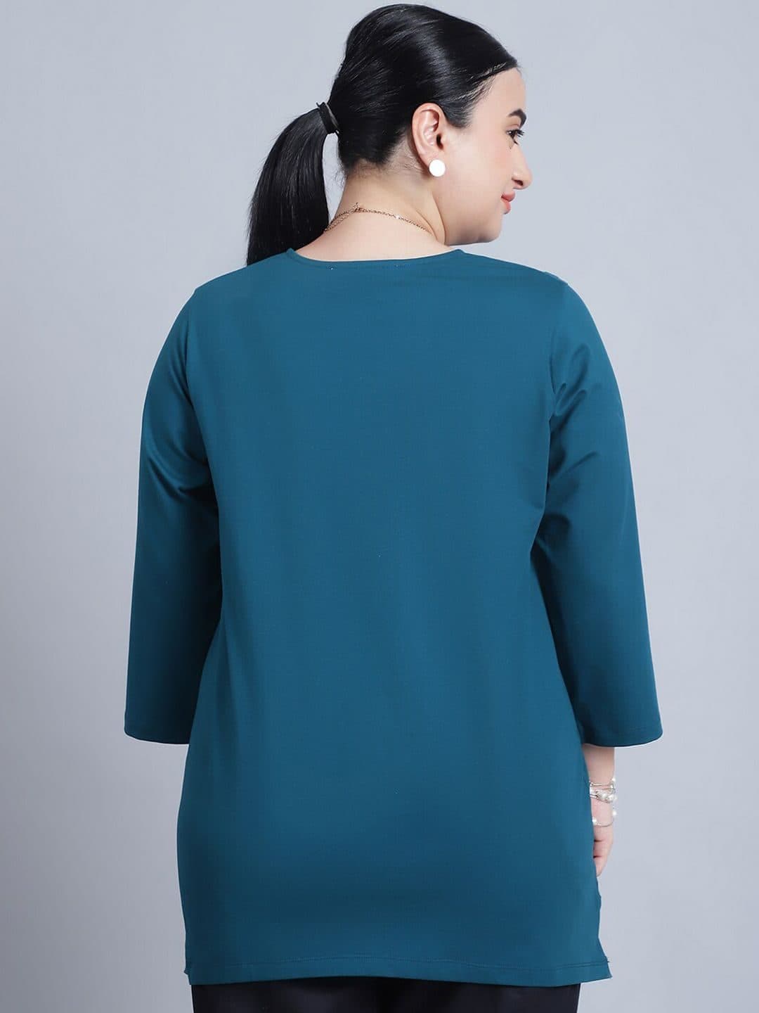 Baawri Solid Notch Round Neck Cotton Top image 4