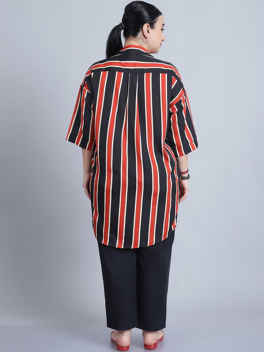 Baawri Striped Pattern Shirt Collar Shirt Style Top image 4