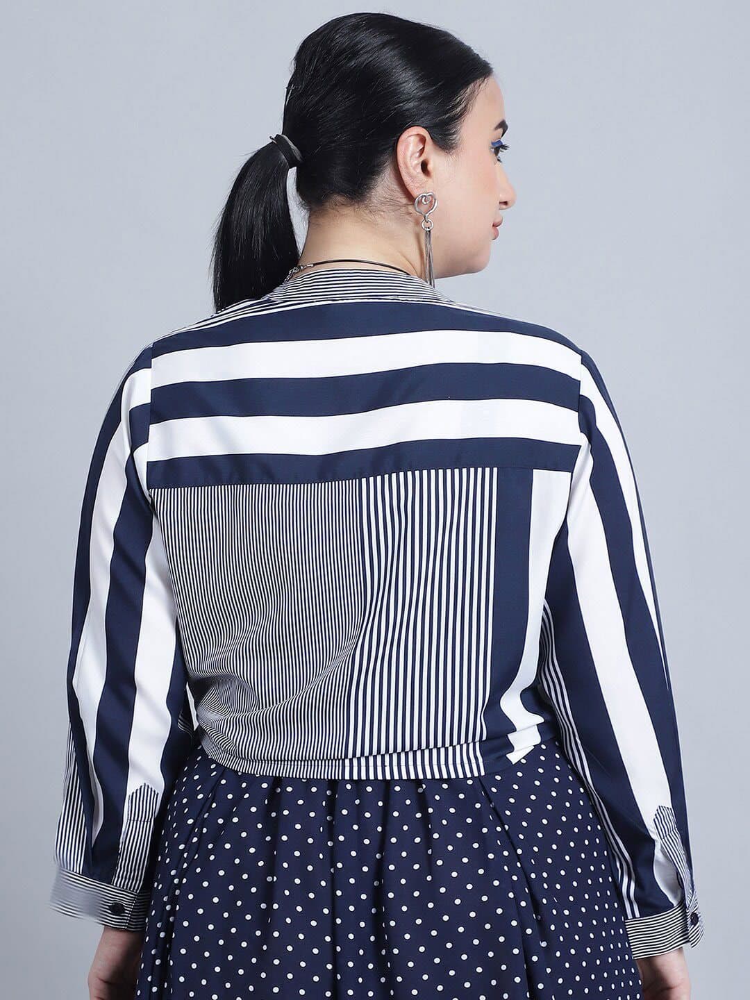 Baawri Striped Pattern Tie-Up Neck Top image 4