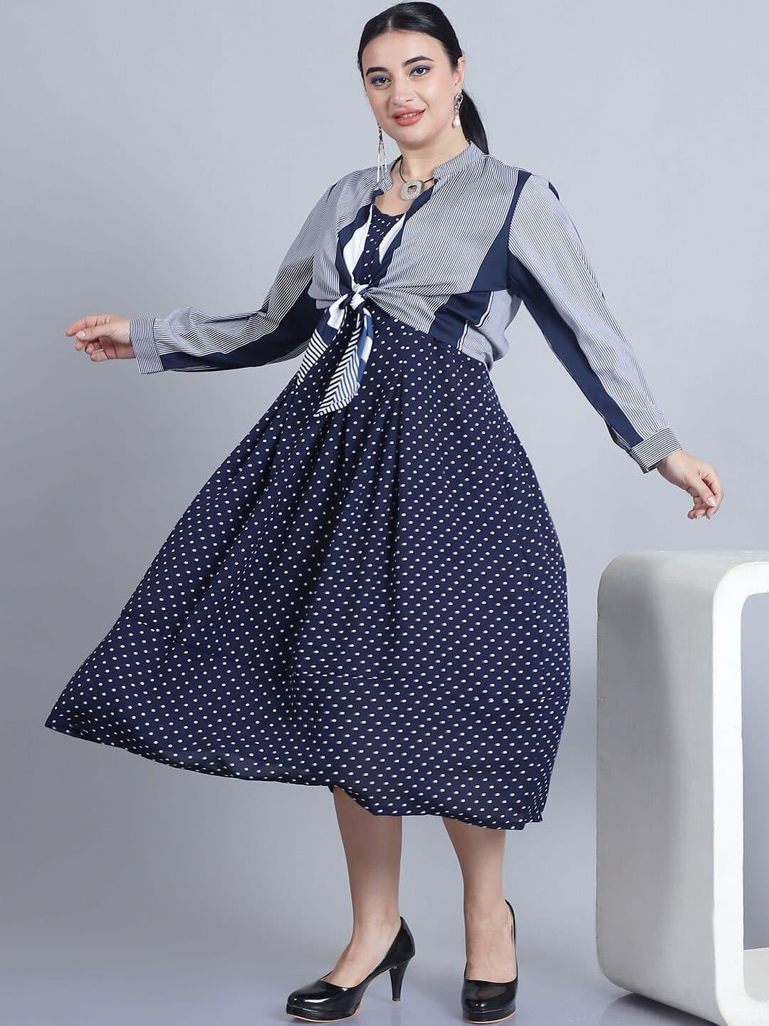 Baawri Striped Pattern Tie-Up Neck Top image 6
