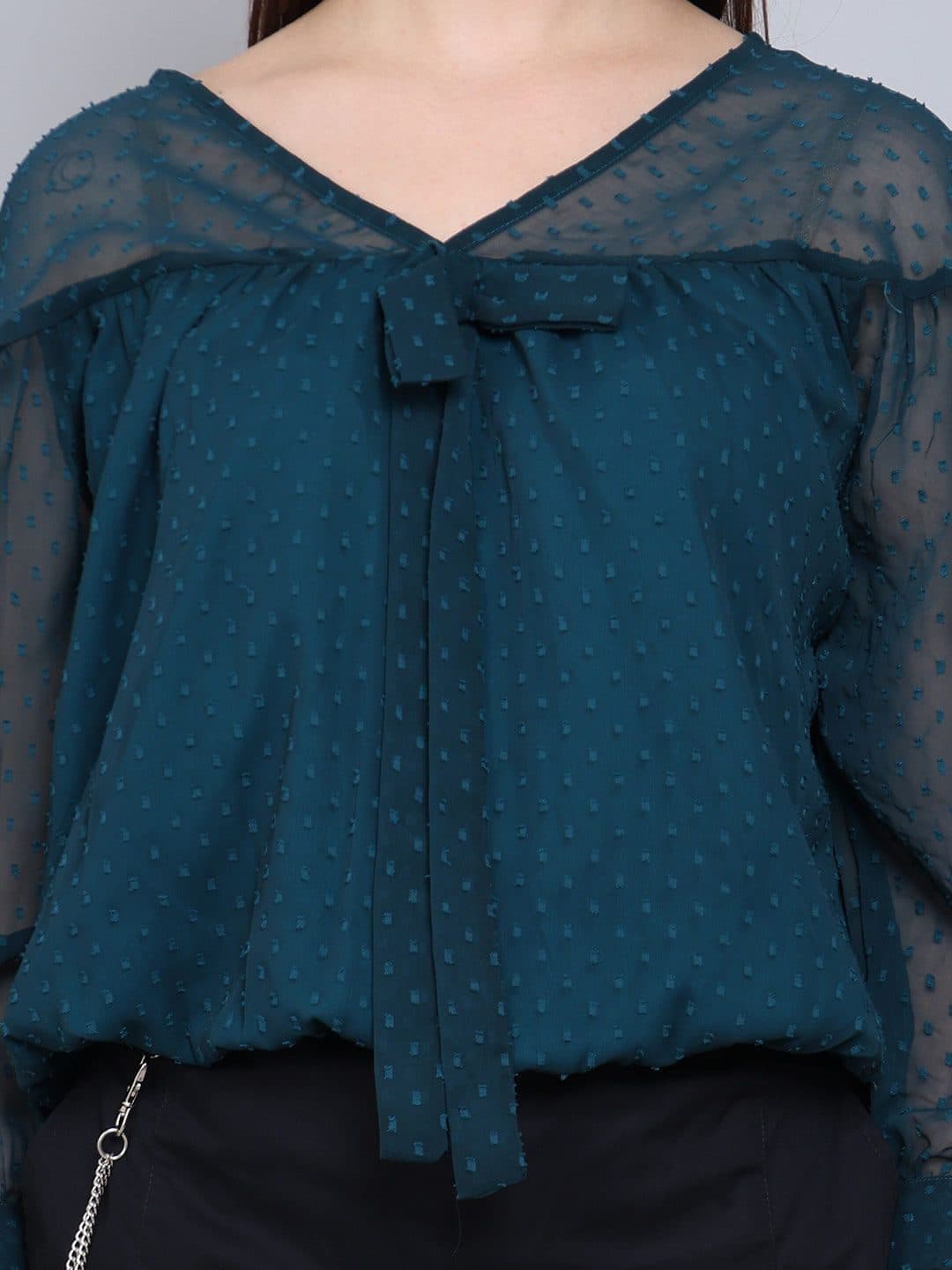 Baawri Tie-Up Neck Long Cuffed Sleeves Top image 2