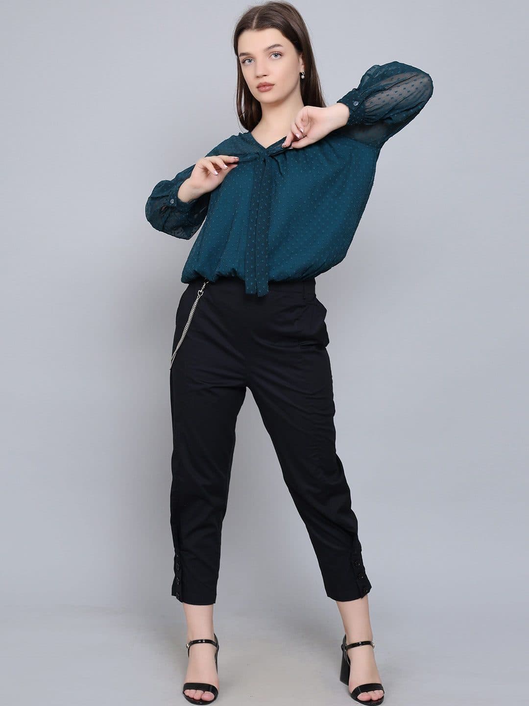 Baawri Tie-Up Neck Long Cuffed Sleeves Top image 6