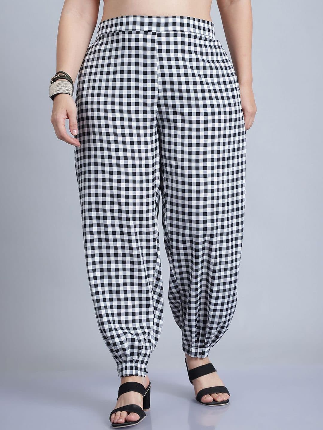 Baawri Women Checked Regular Fit Trousers image 1