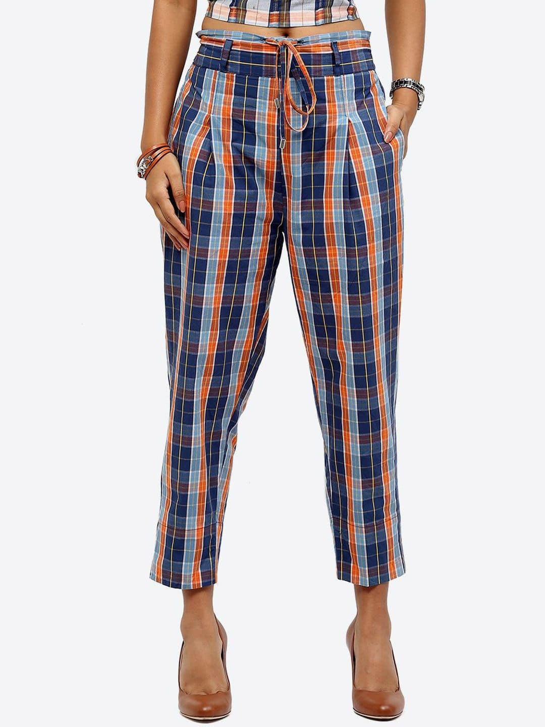 Baawri Women Checked Regular Fit Trousers image 1