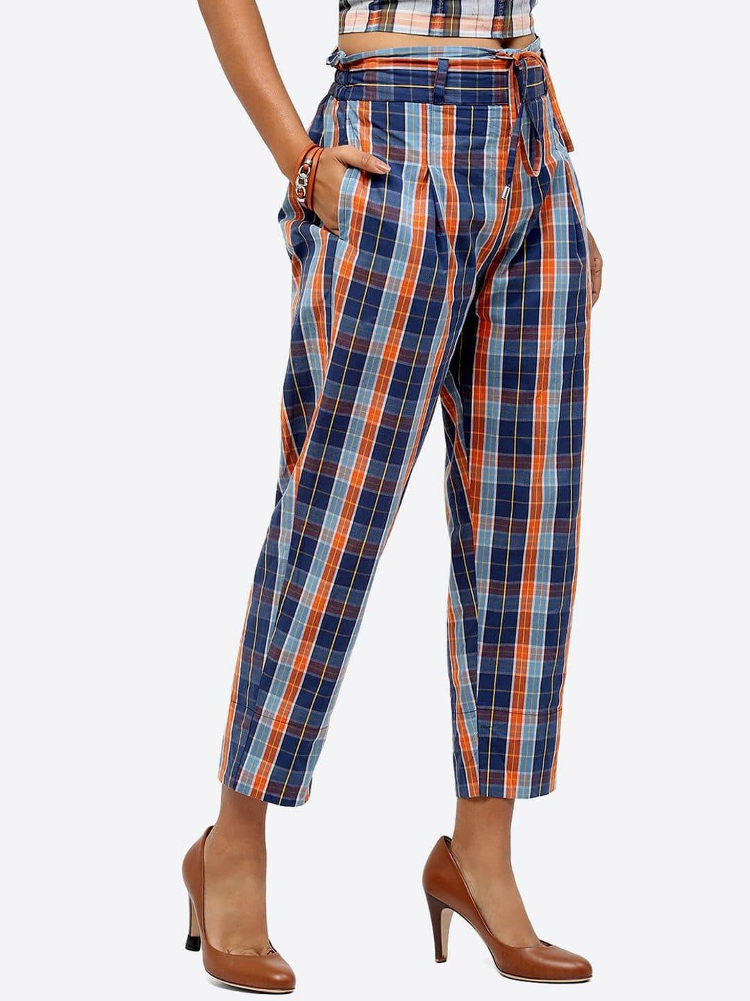 Baawri Women Checked Regular Fit Trousers image 2