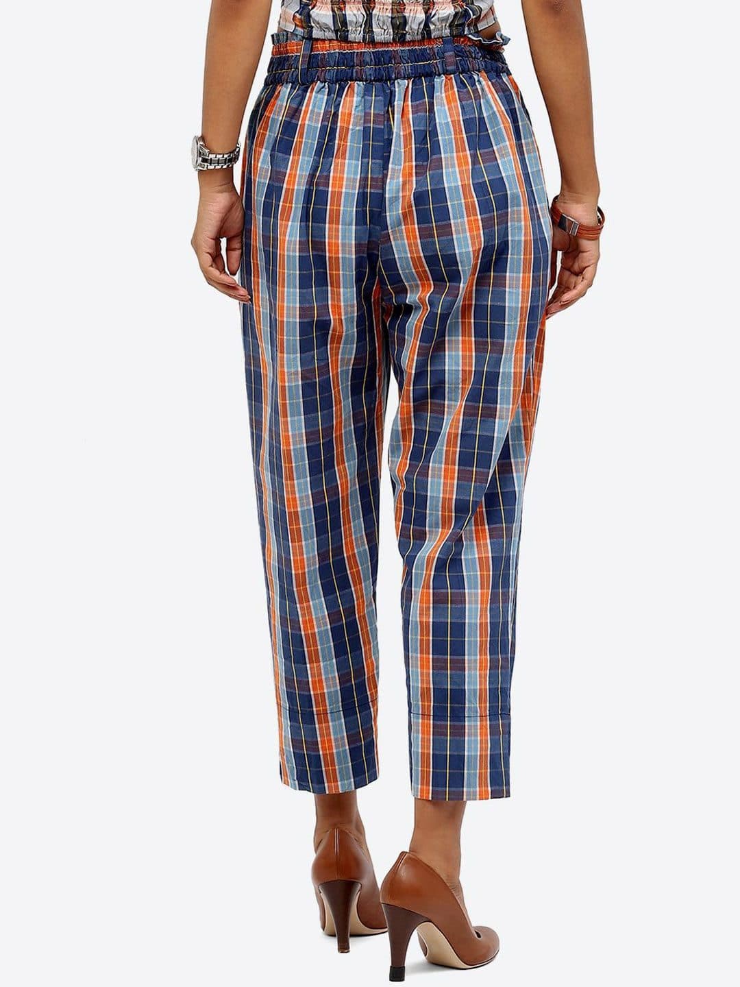 Baawri Women Checked Regular Fit Trousers image 5