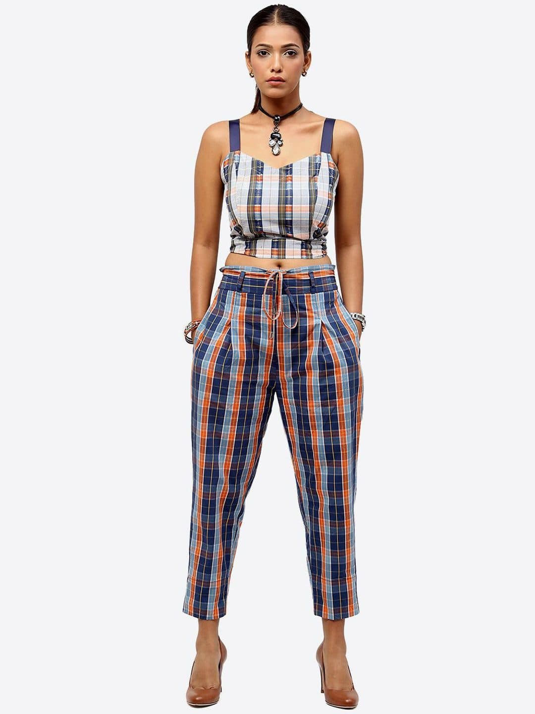 Baawri Women Checked Regular Fit Trousers image 4