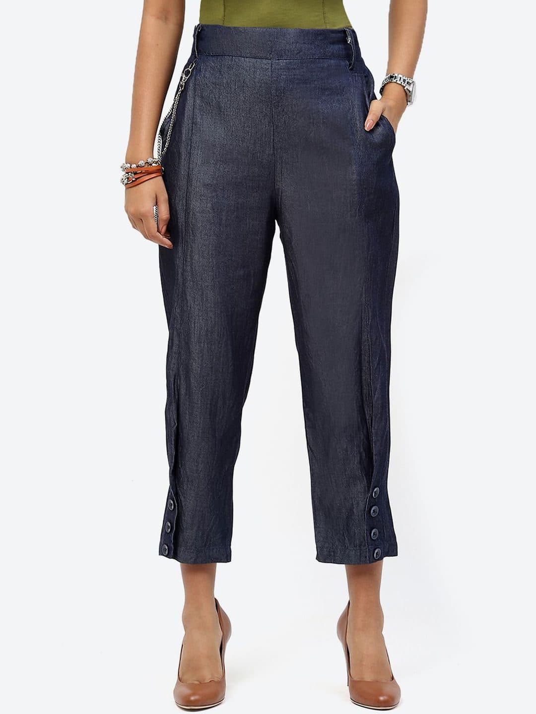 Baawri Women Cotton Mid-Rise Regular Fit Trousers image 1