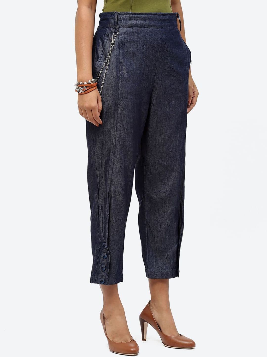 Baawri Women Cotton Mid-Rise Regular Fit Trousers image 2