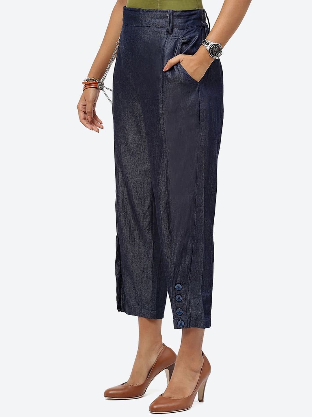Baawri Women Cotton Mid-Rise Regular Fit Trousers image 3