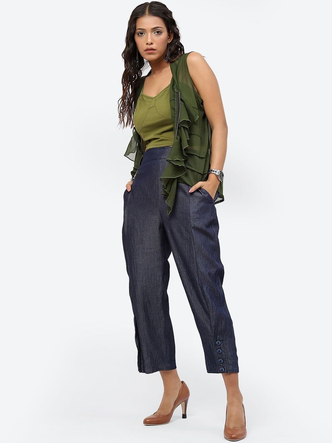 Baawri Women Cotton Mid-Rise Regular Fit Trousers image 4
