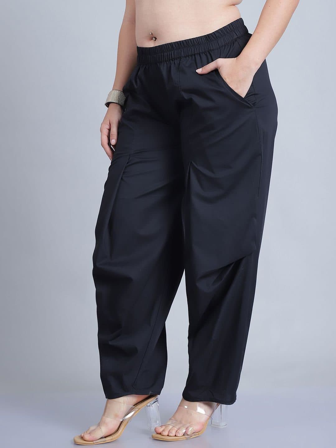 Baawri Women Plus Size Regular Fit Pleated Cotton Trouser image 3