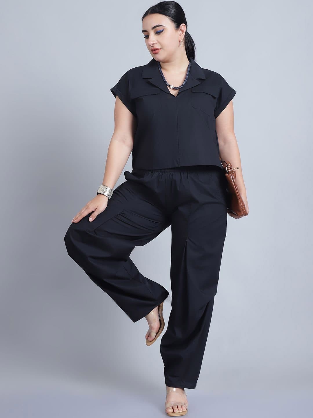Baawri Women Pure Cotton Shirt Collar Neck Top & Trousers Co-Ords image 6