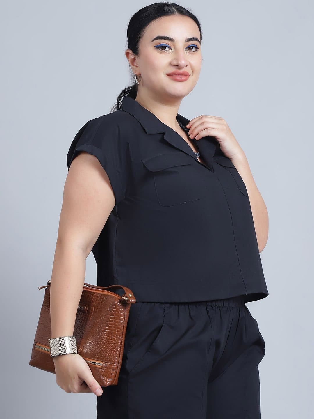 Baawri Women Pure Cotton Shirt Collar Neck Top & Trousers Co-Ords image 7