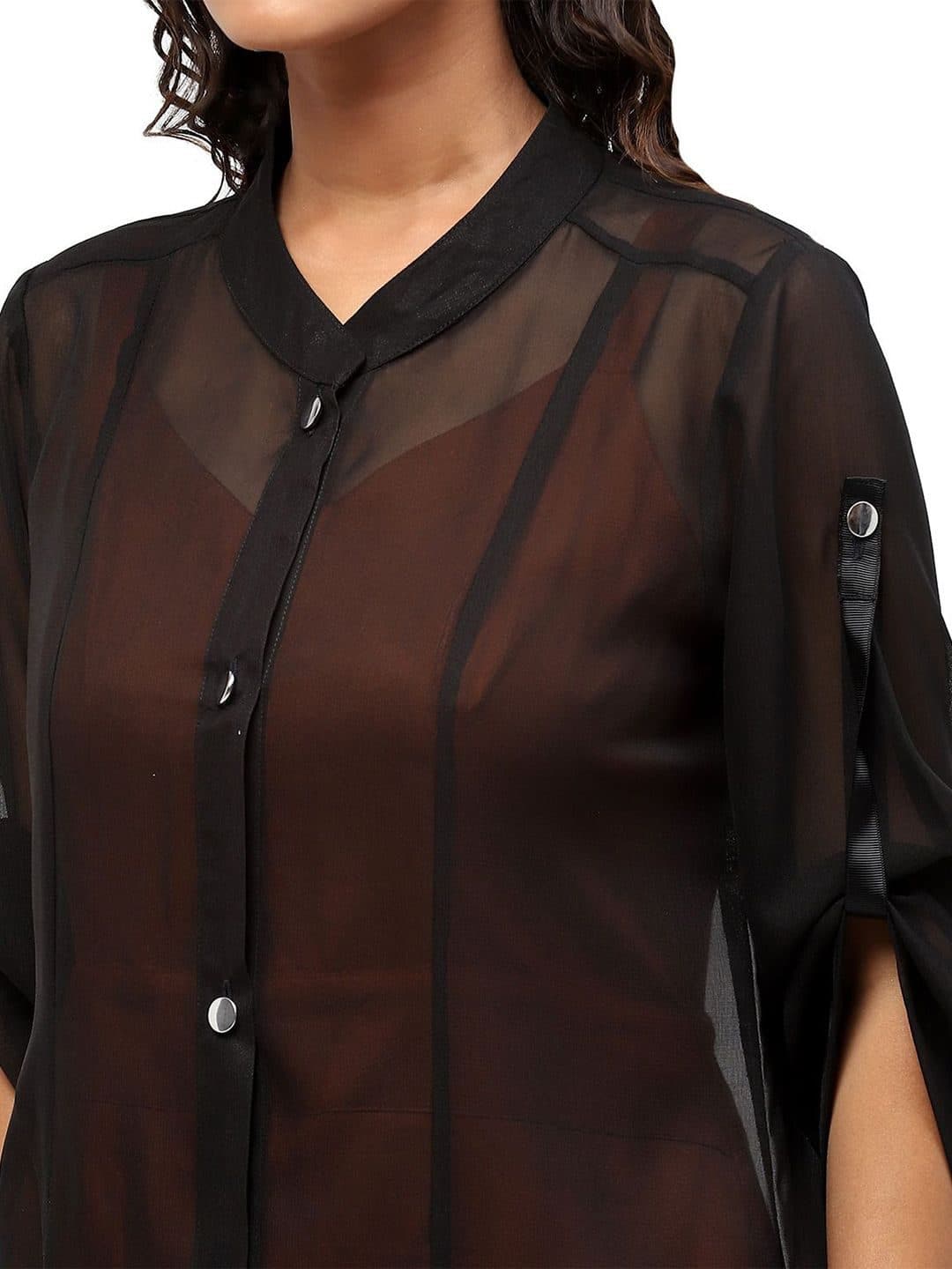Baawri Women Relaxed Semi Sheer Casual Shirt image 2