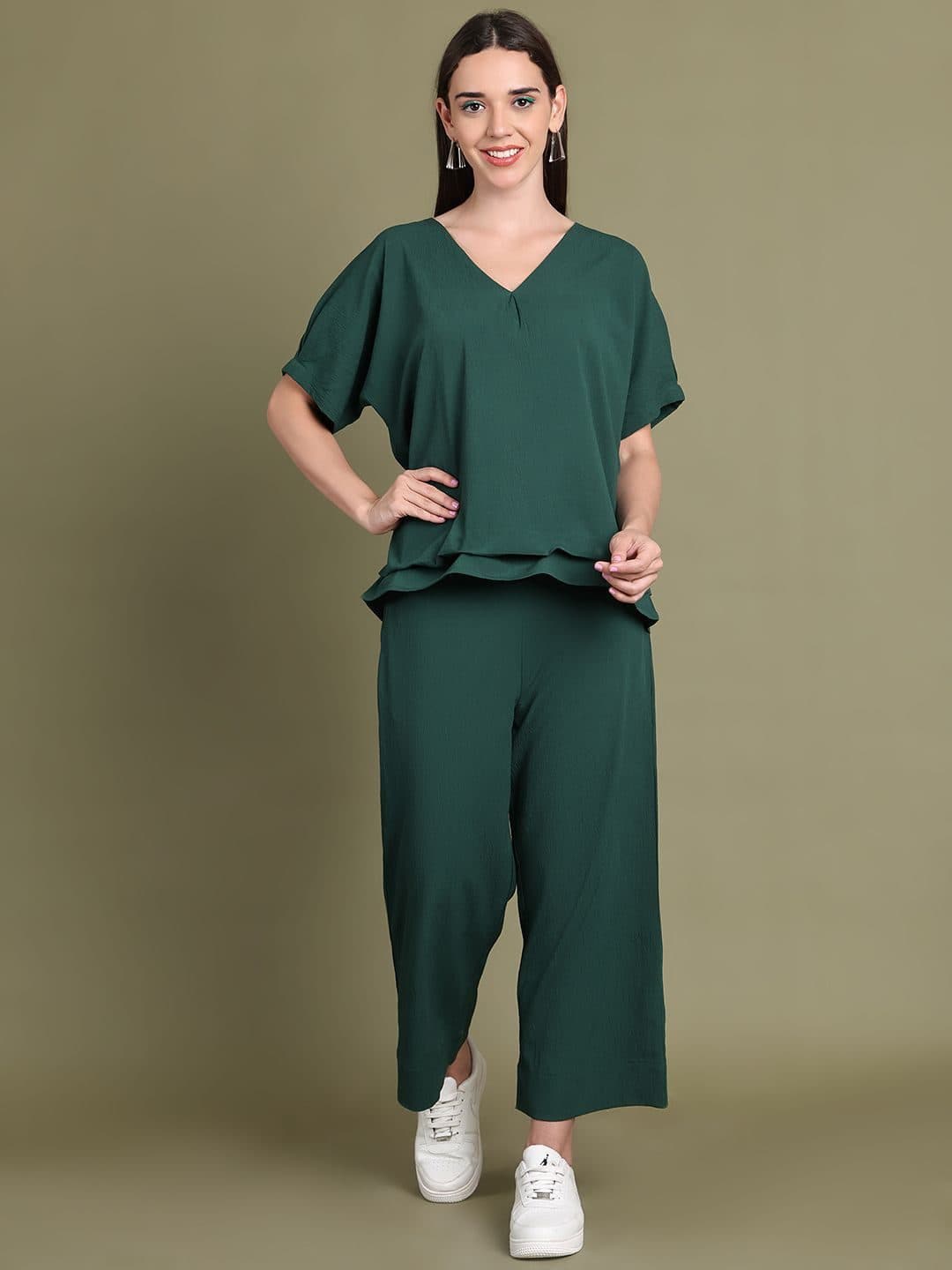 Baawri Women V-Neck Short Sleeve Top & Trousers Co-Ords image 2