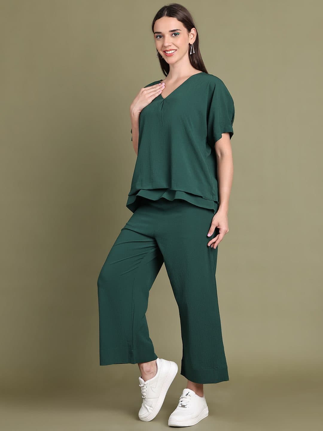 Baawri Women V-Neck Short Sleeve Top & Trousers Co-Ords image 4