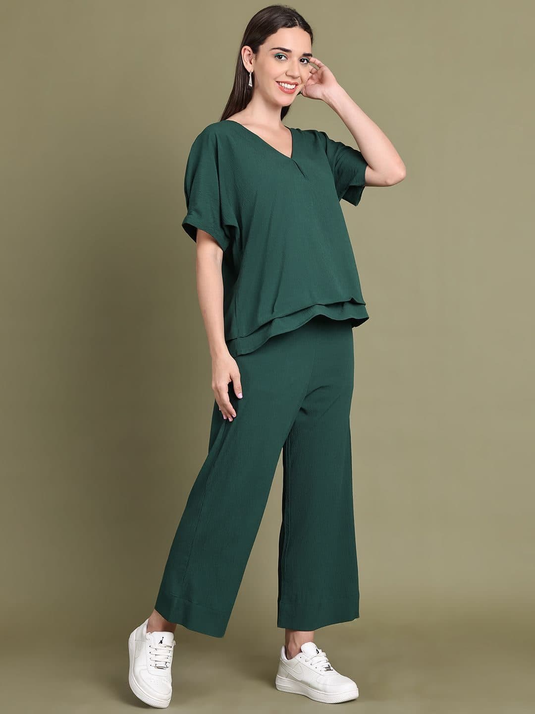 Baawri Women V-Neck Short Sleeve Top & Trousers Co-Ords image 5