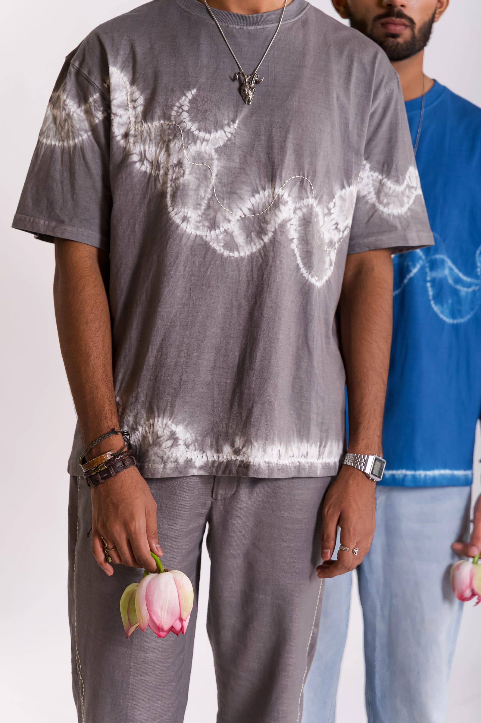 Chandra Lehar Shibori T-shirt-Grey image 6