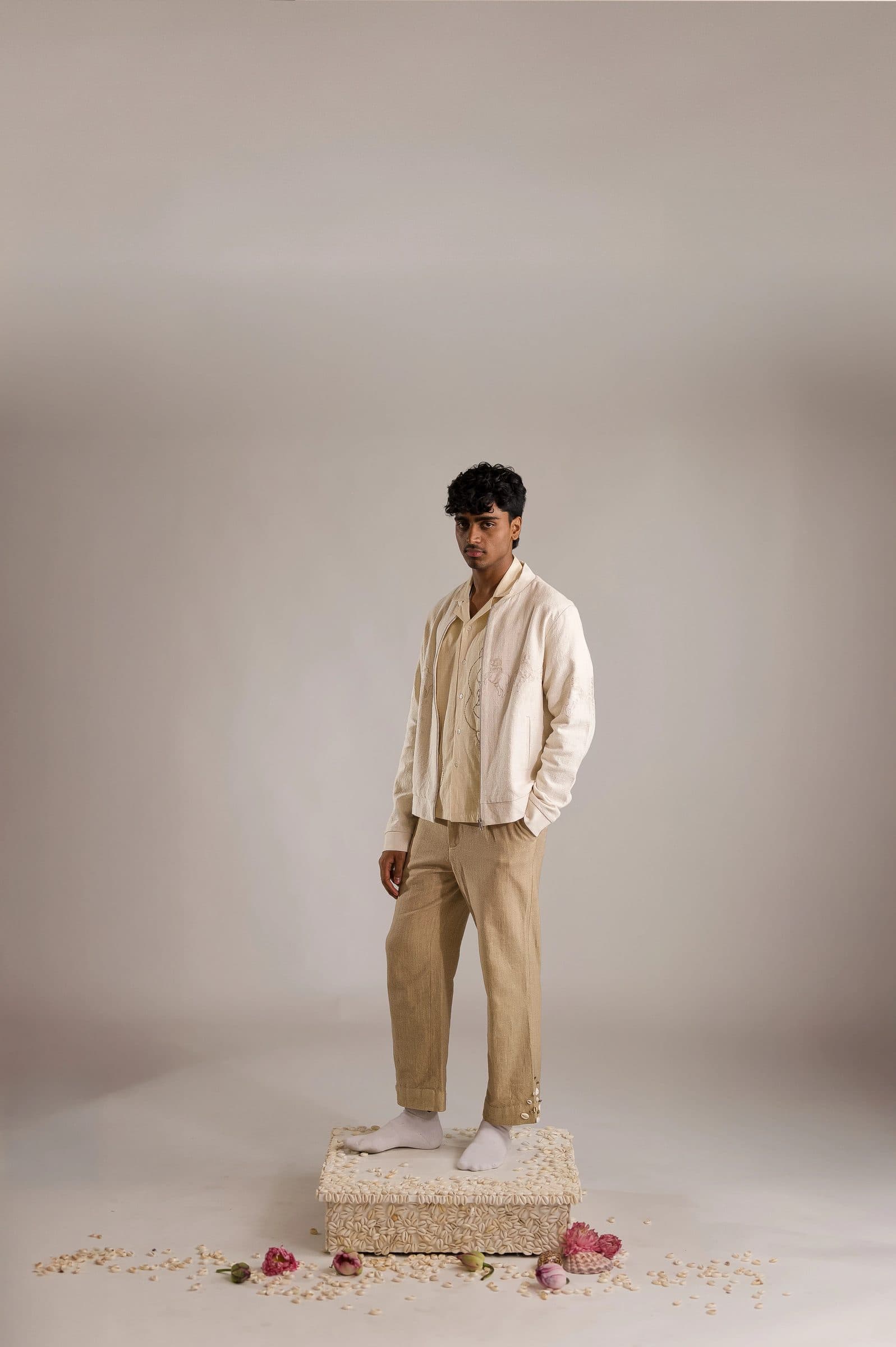 Kaamdhenu Embroidered Bomber - OW image 5