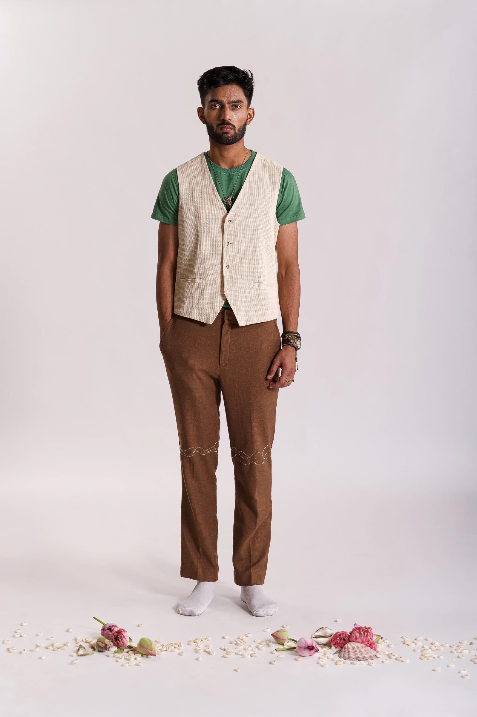 Knitted Jali Waistcoat - OW image 3