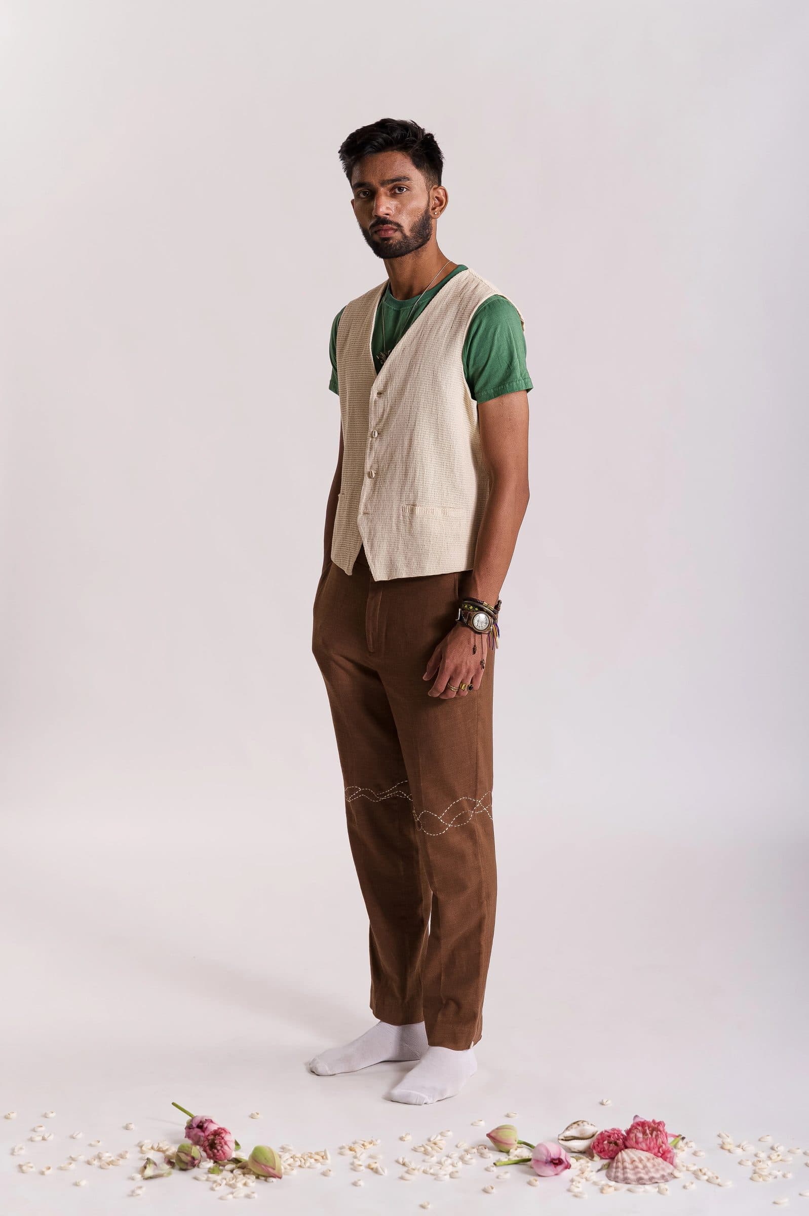Knitted Jali Waistcoat - OW image 4