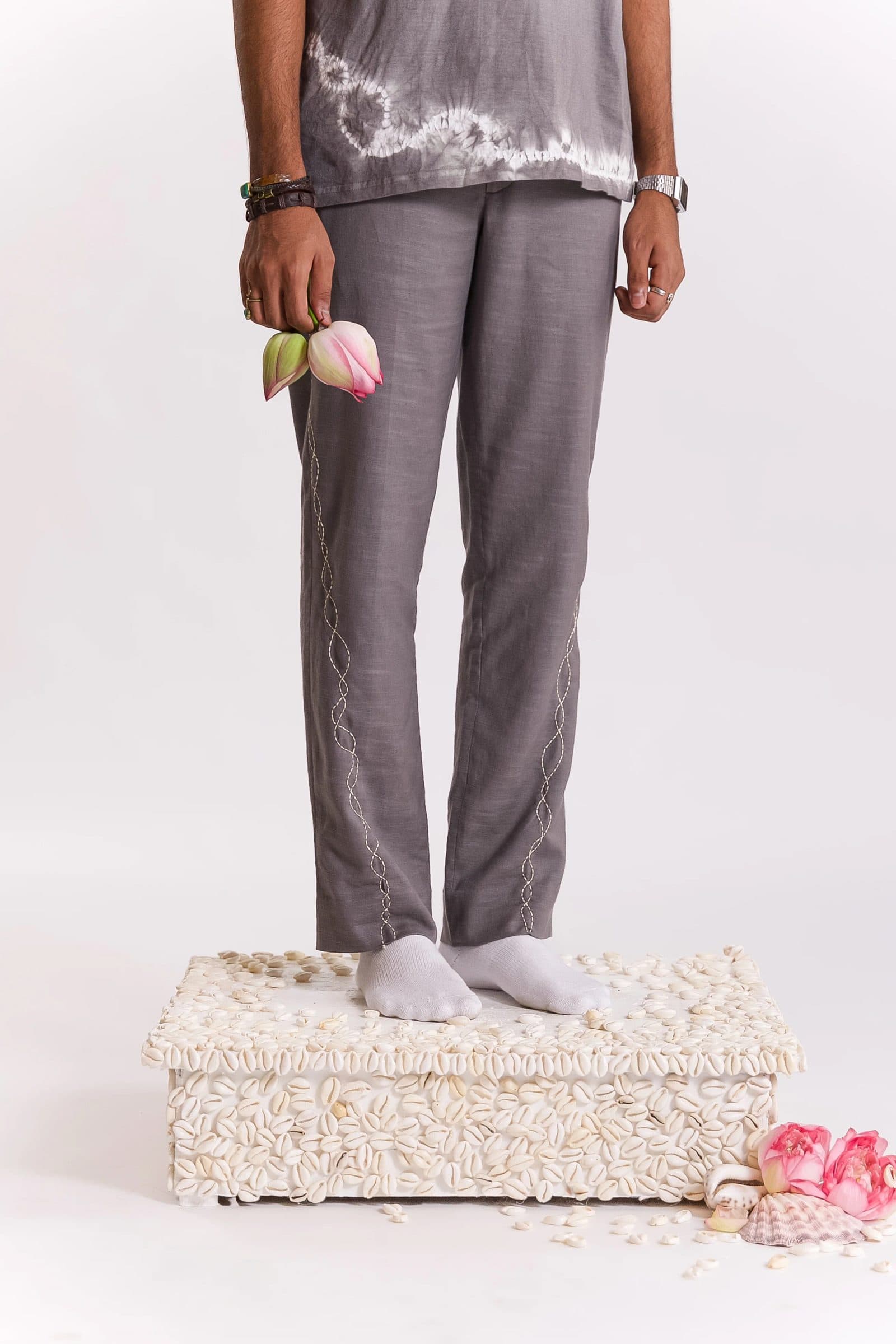 Lehar Embroidered Trouser - Grey hover