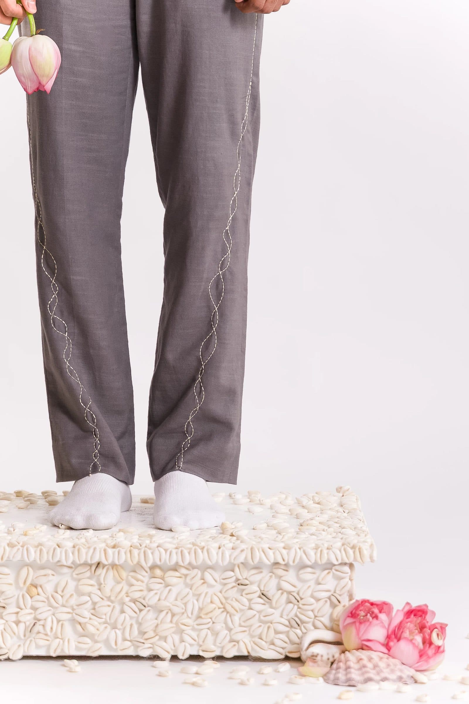 Lehar Embroidered Trouser - Grey image 3