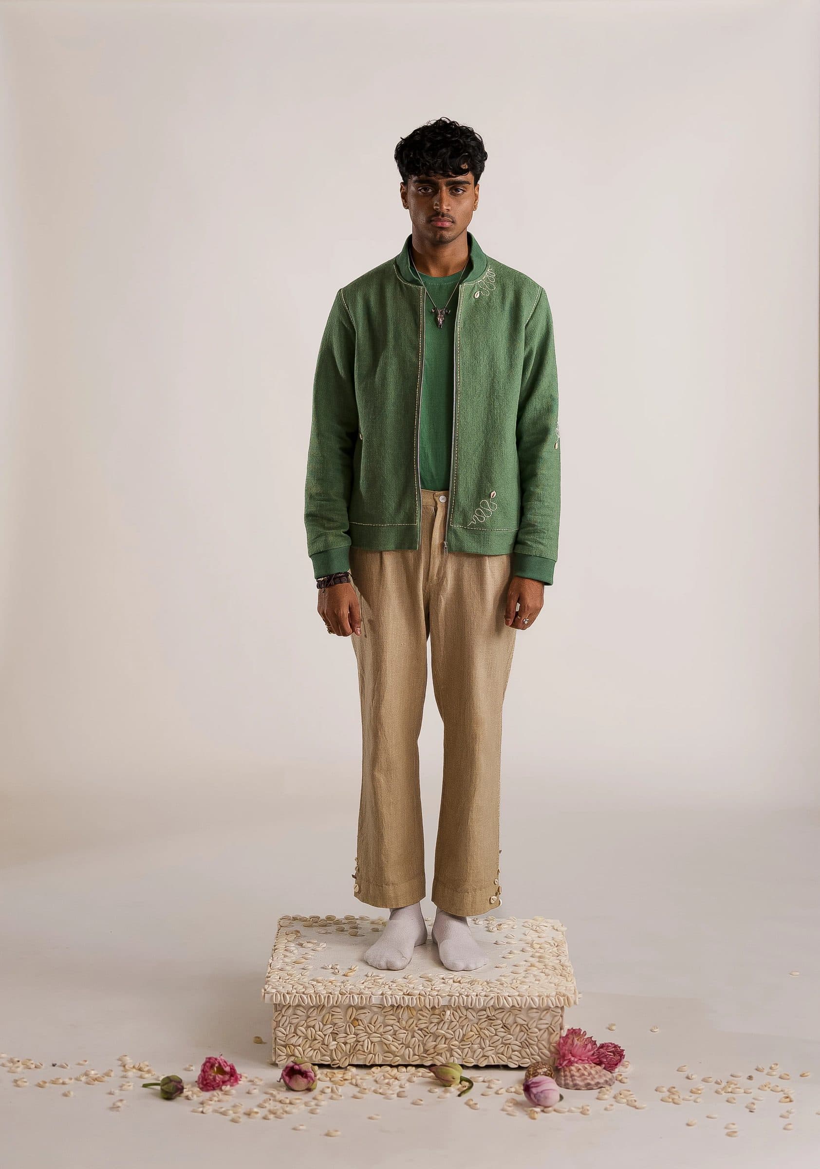 Multi Serpent Embroidered Bomber - Green image 3