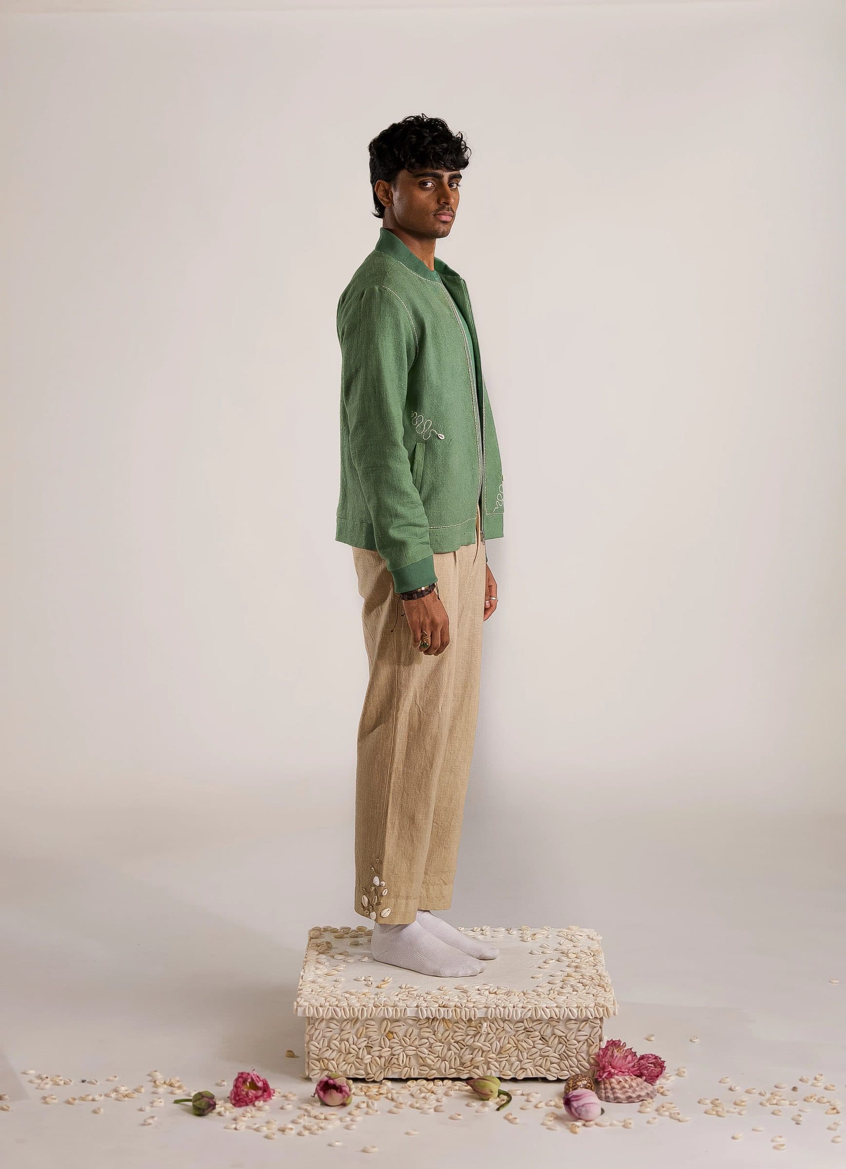 Multi Serpent Embroidered Bomber - Green image 4