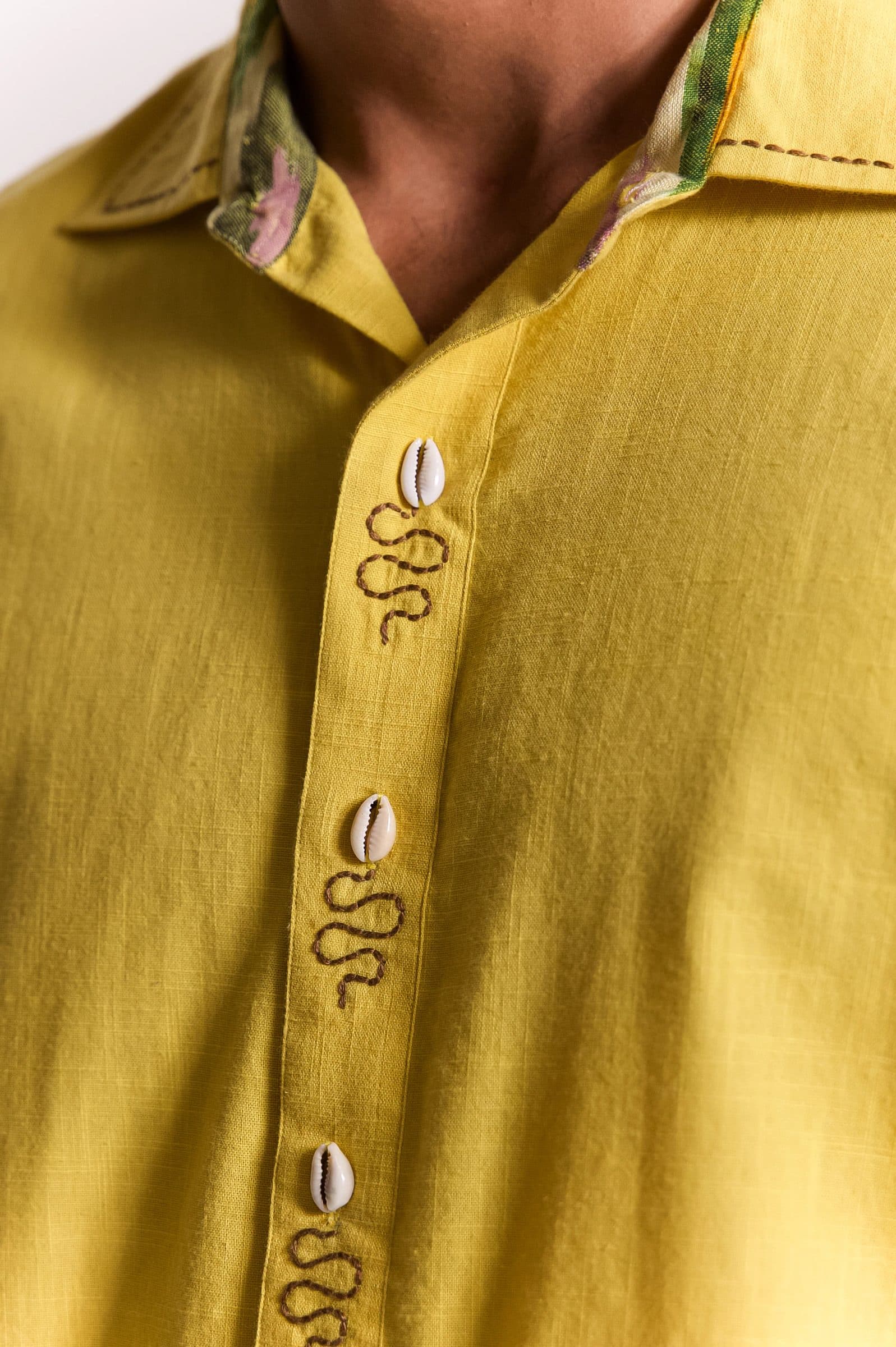 Multi Serpent Embroidered Shirt - Yellow hover