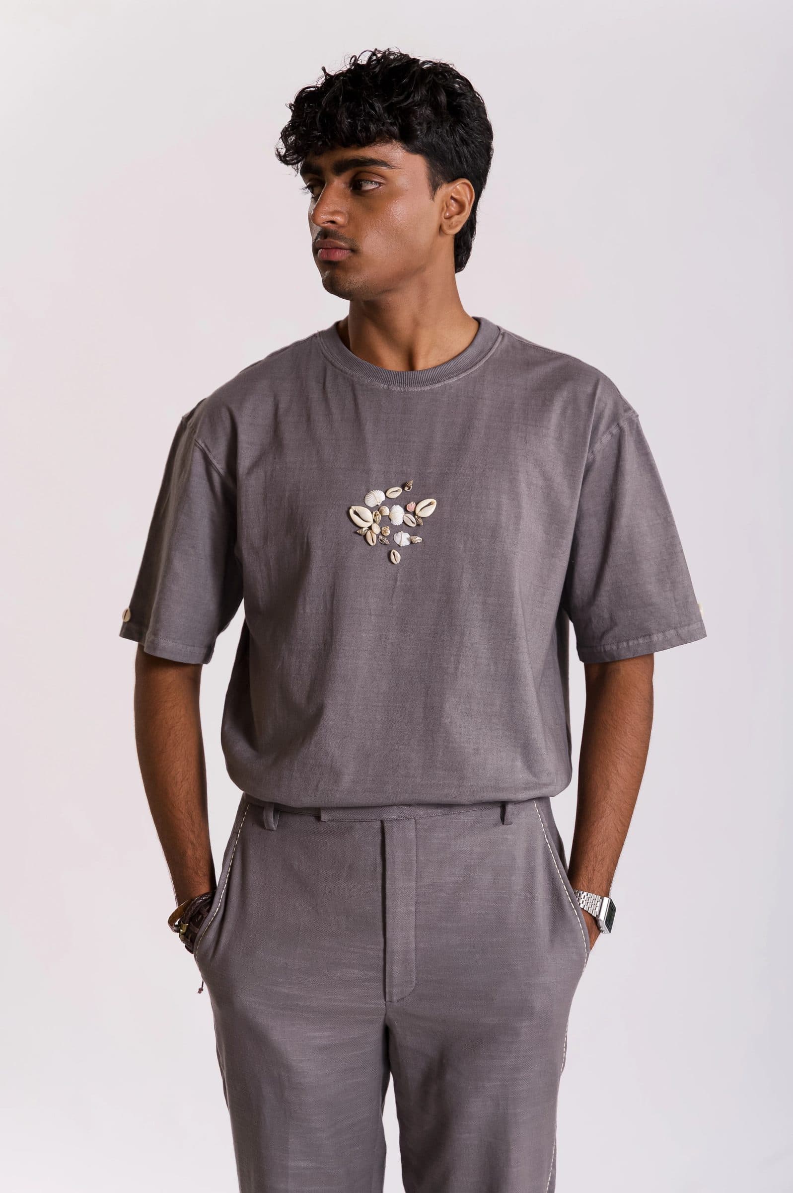 Ratna Embroidered T-shirt-Grey