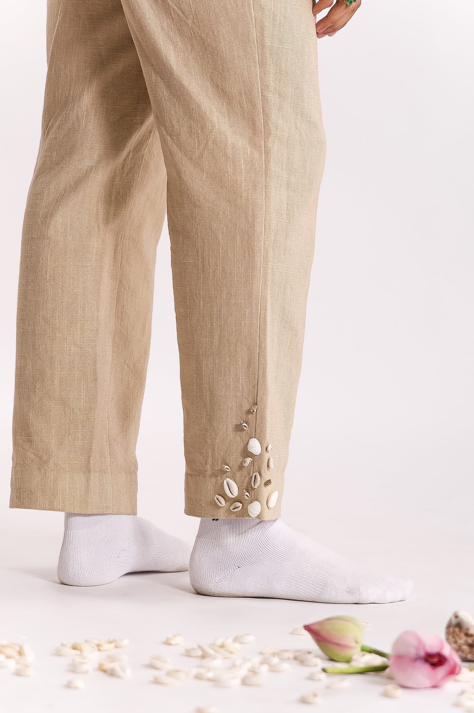 Ratna Embroidered Trouser - Beige hover